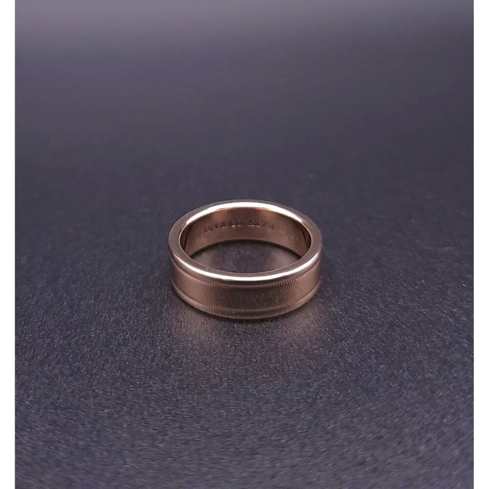 Tiffany & Co 18kt Rose Gold Together Double Milgrain 6mm Wedding Band Size 6.5 - Picture 3 of 15